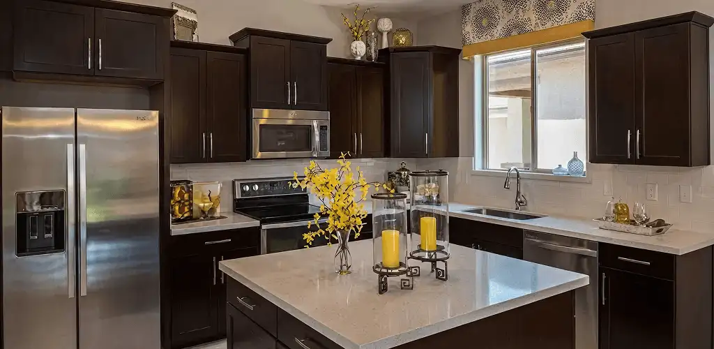 Cabinet painting results with freshly painted kitchen cabinets in Fresno, CA
