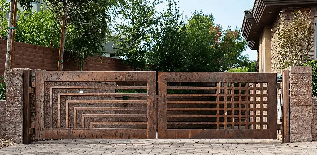 Custom driveway gate installation for a home entrance in Fresno, CA