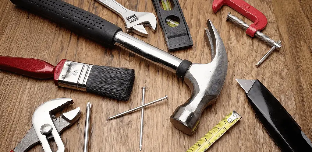 Handyman tools laid out for home repair and maintenance work in Fresno, CA