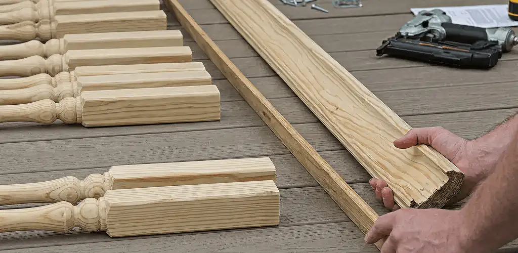 Handrail installation materials and wood components for stair rail work in Fresno, CA