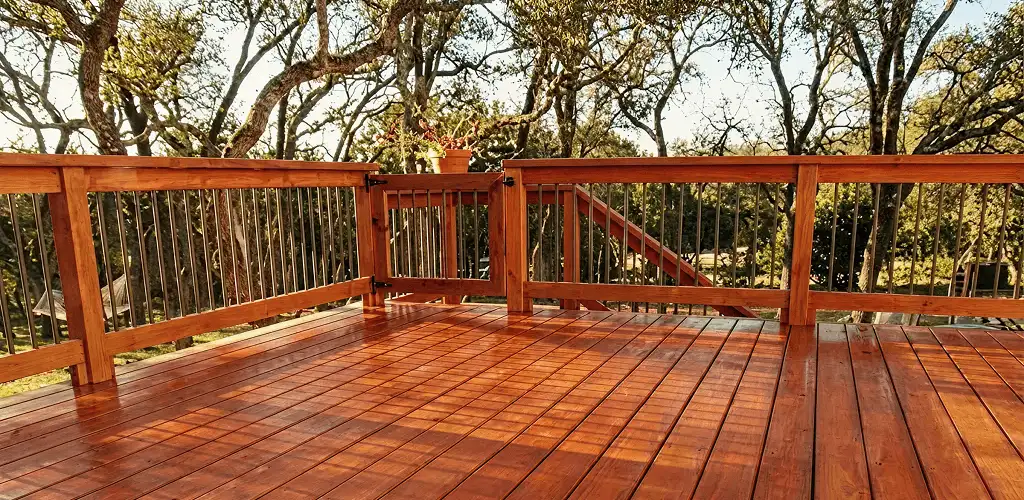 Deck sealing results with a freshly sealed wood deck in Fresno, CA